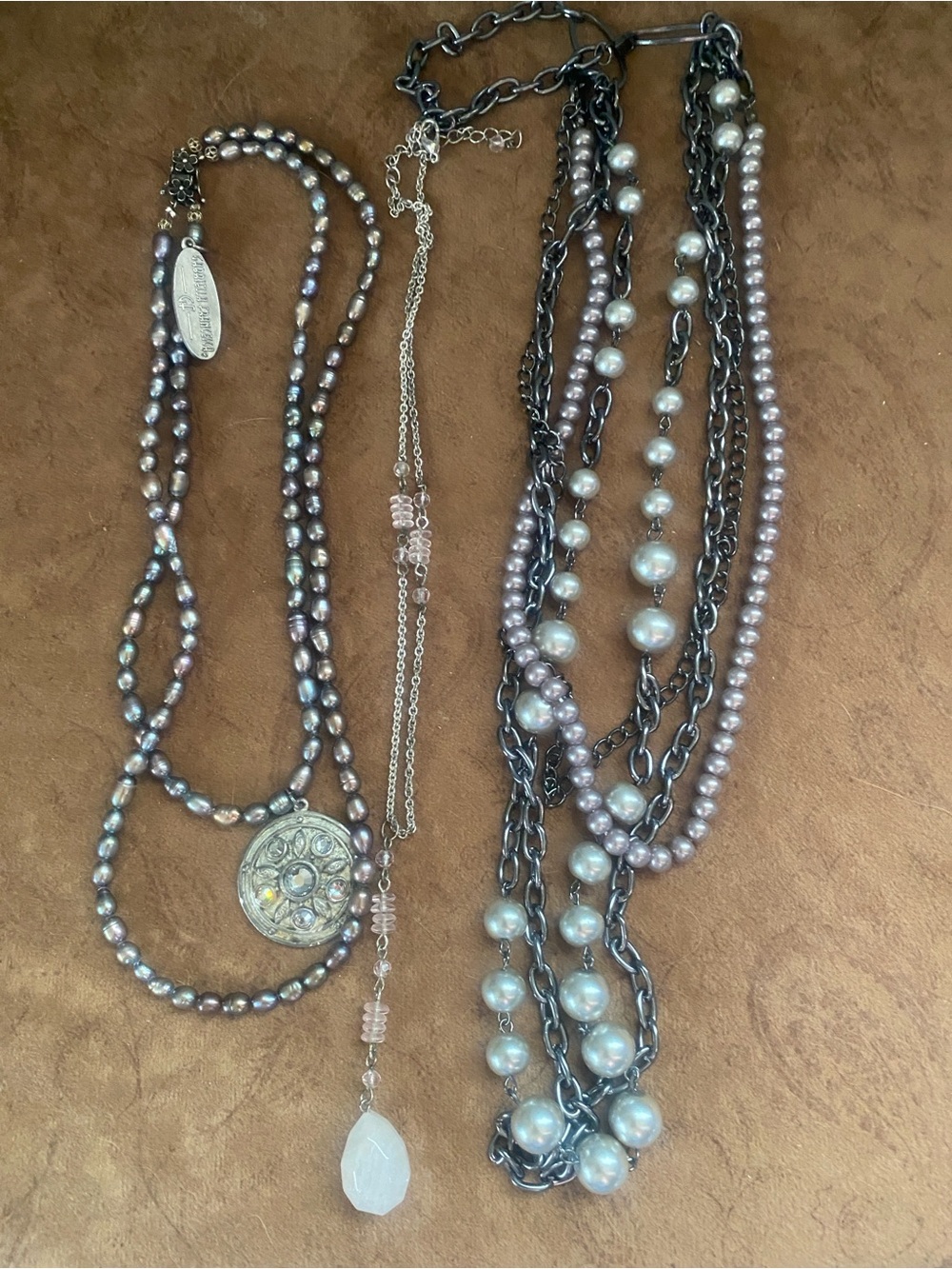 Multi-strand freshwater baroque pearls, Delicate White Teardrop Pendant Necklace - Picture 4 of 11